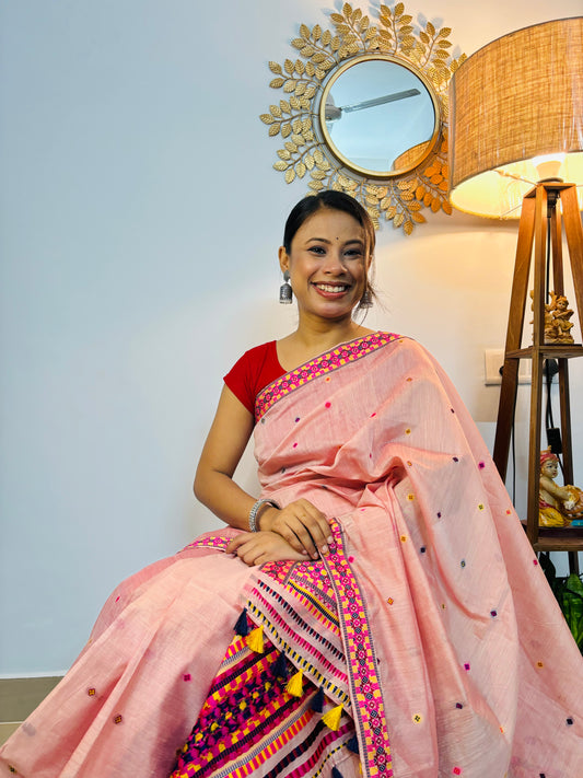 Sunshine Pink mekhela cador