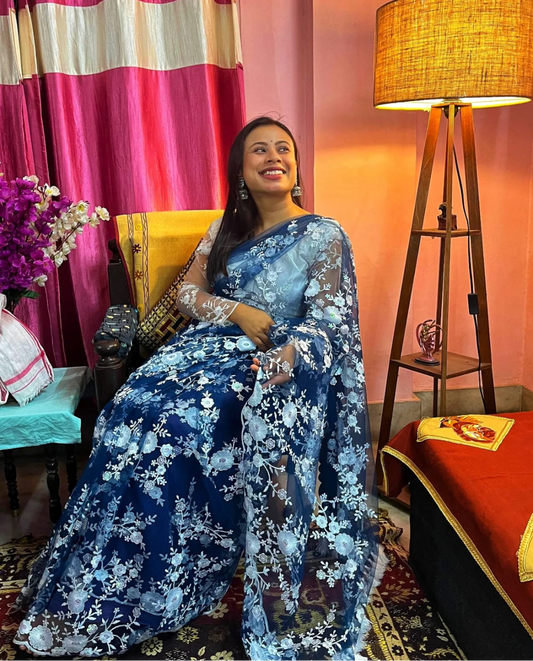 Blue petal saree